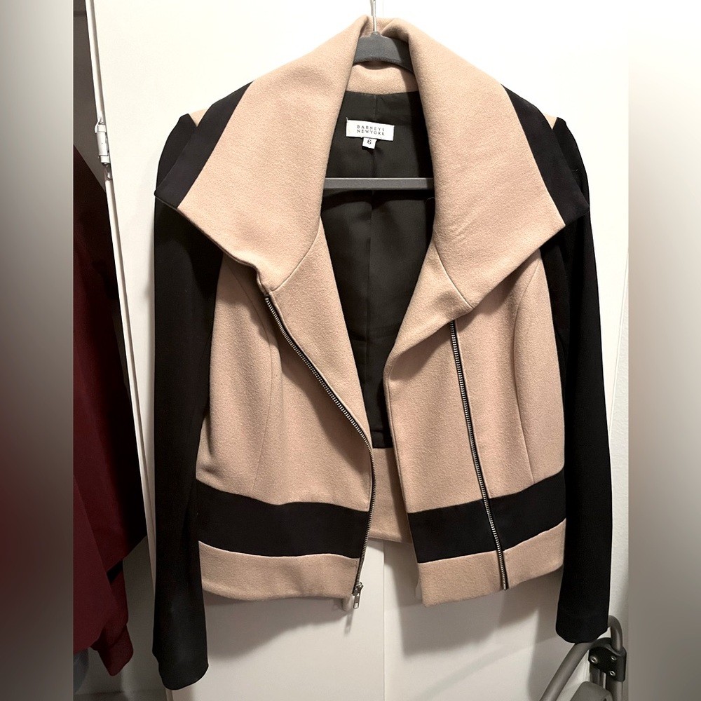 Barneys New York knit moto jacket